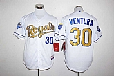 Kansas City Royals #30 Yordano Ventura White 2015 World Series Champions Gold Program Flex Base Jersey,baseball caps,new era cap wholesale,wholesale hats